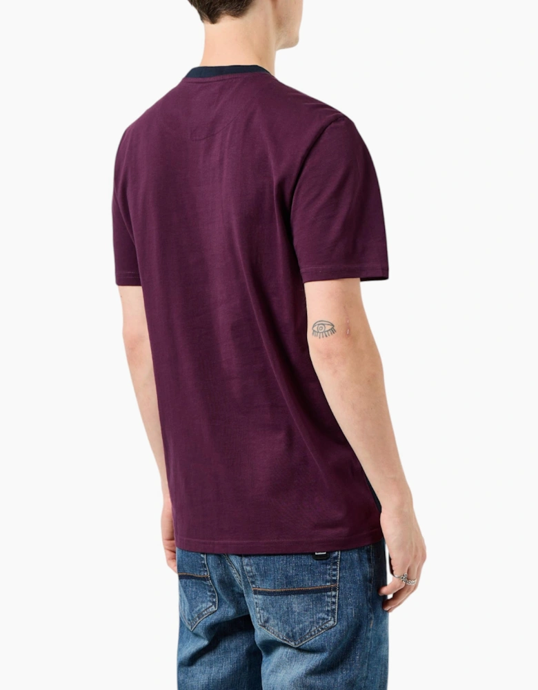 Weekend Offender Mens T Shirts Lederle Retro Panelled Crew Neck Cotton Tee Navy