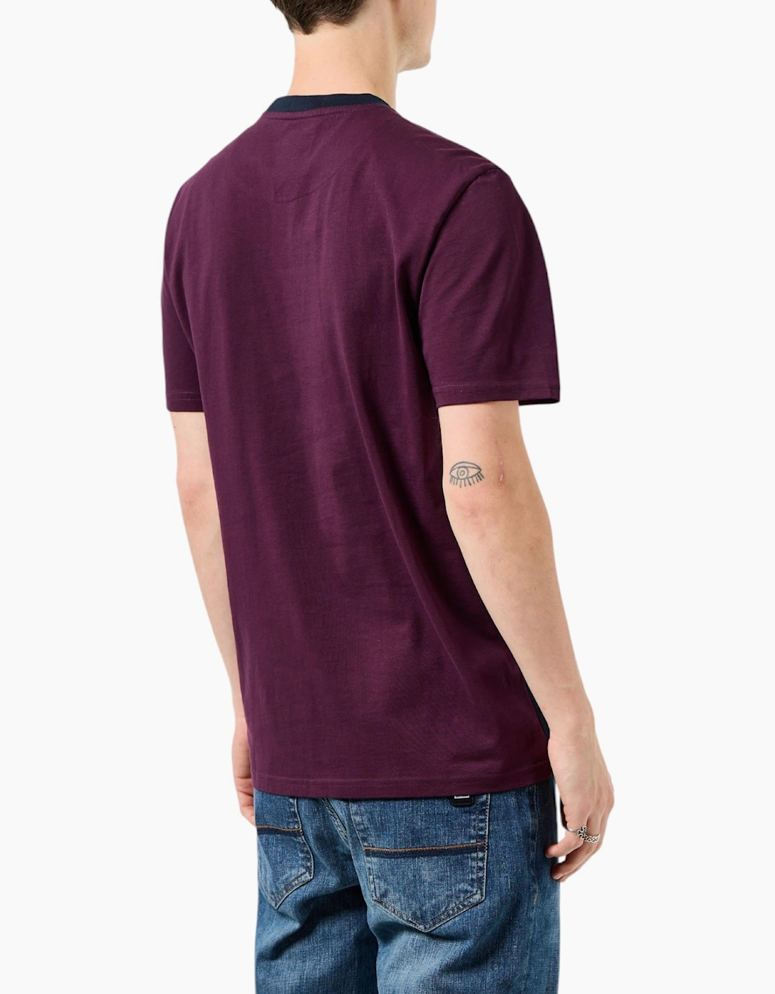 Weekend Offender Mens T Shirts Lederle Retro Panelled Crew Neck Cotton Tee Navy