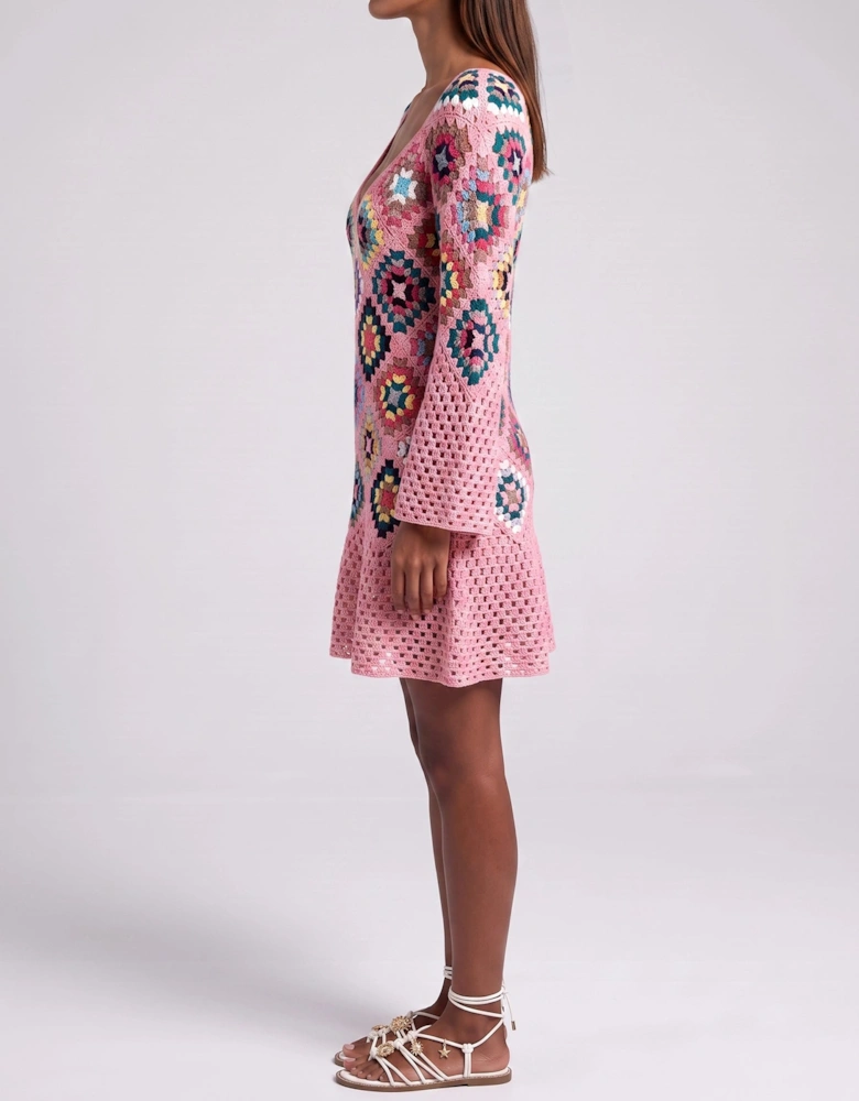 Spring Pink Crochet Dress