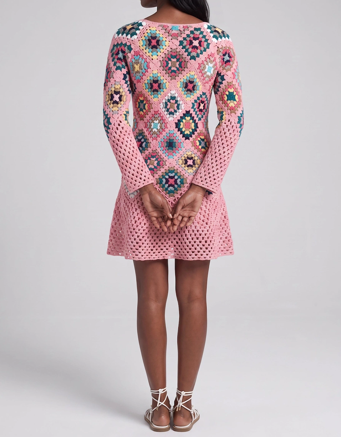 Spring Pink Crochet Dress