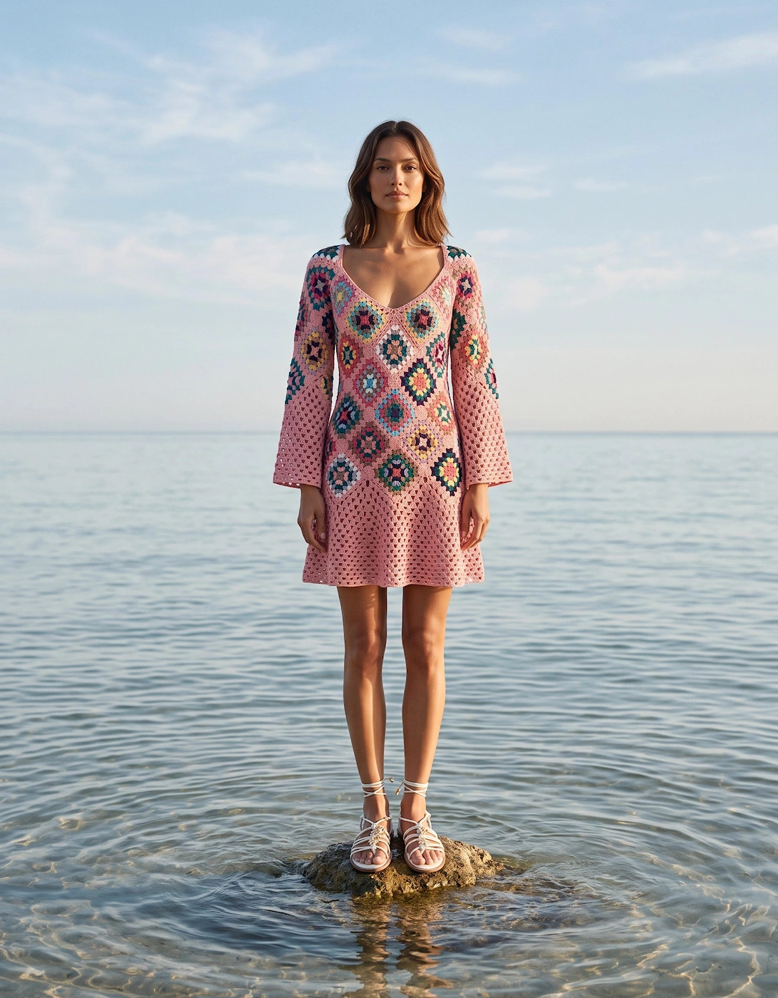 Spring Pink Crochet Dress