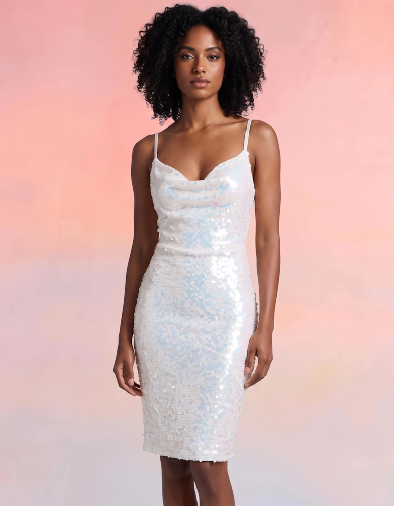 Sienna White Sequin Luxury Mini Dress