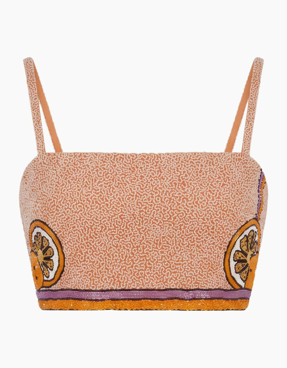 Melodie Co-ord Hand Embroidered Crystal Top Peach
