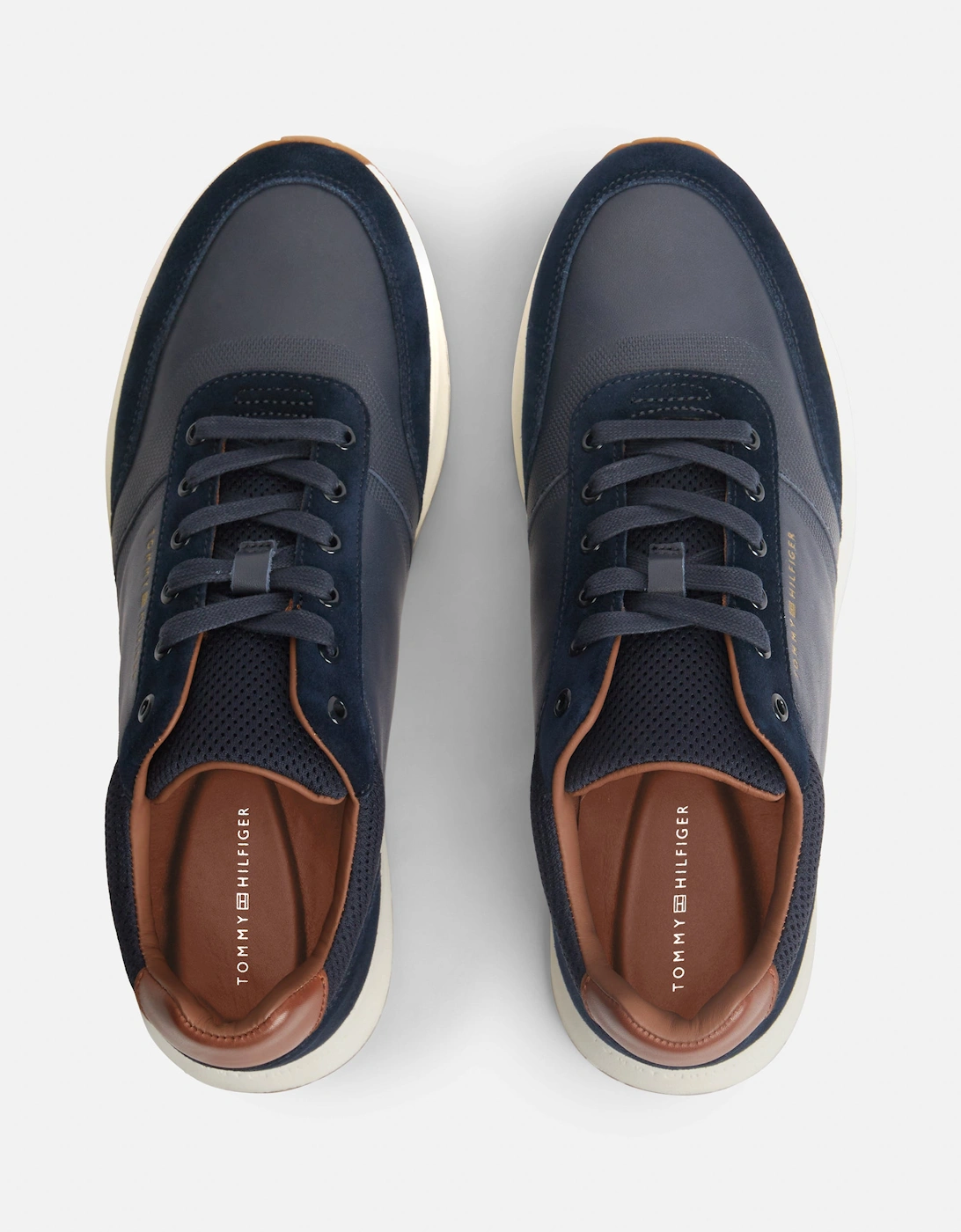 Tommy Hilfiger TH Dressy Mens Suede Mix Trainers - Desert Sky