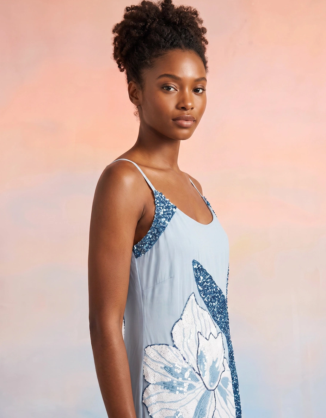 Delilah Beaded Dress Blue Oceanus x By Poppy in Stock