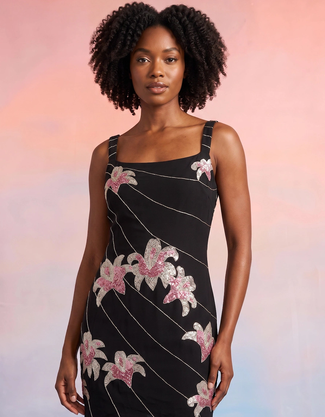 Gala Embellished Black Mini Dress