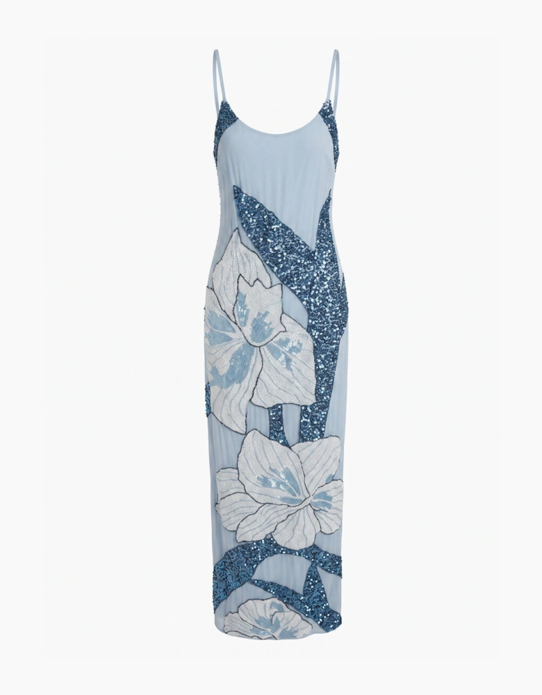 Delilah Beaded Dress Blue Oceanus x By Poppy in Stock