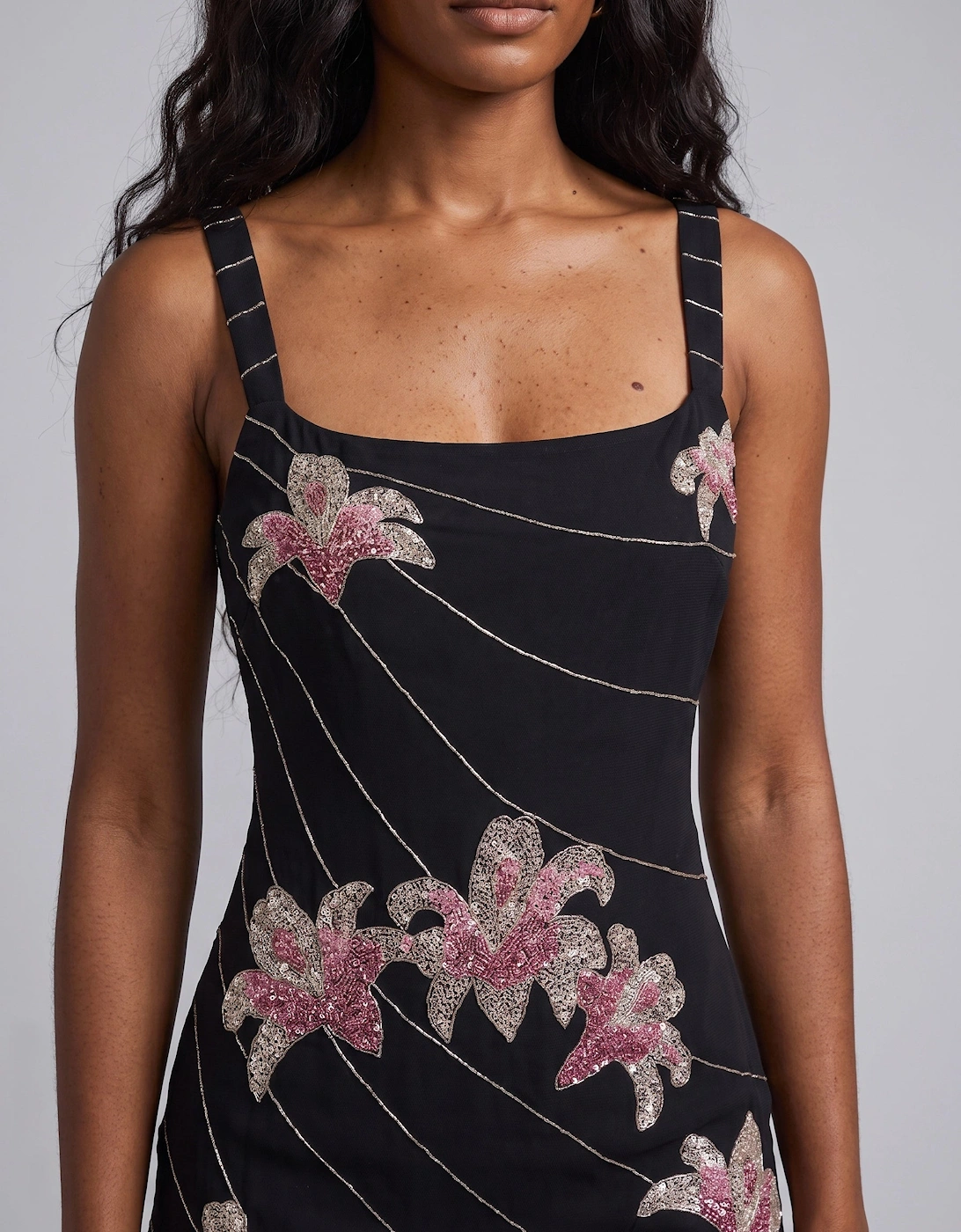 Gala Embellished Black Mini Dress
