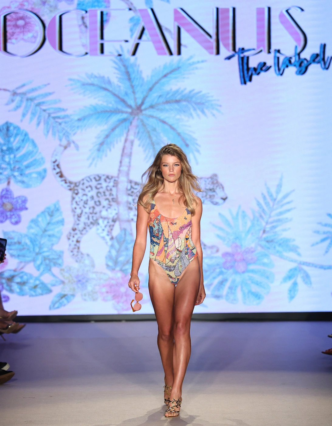 Ocean Boat Orange Hand-Beaded Embroidery Swimsuit