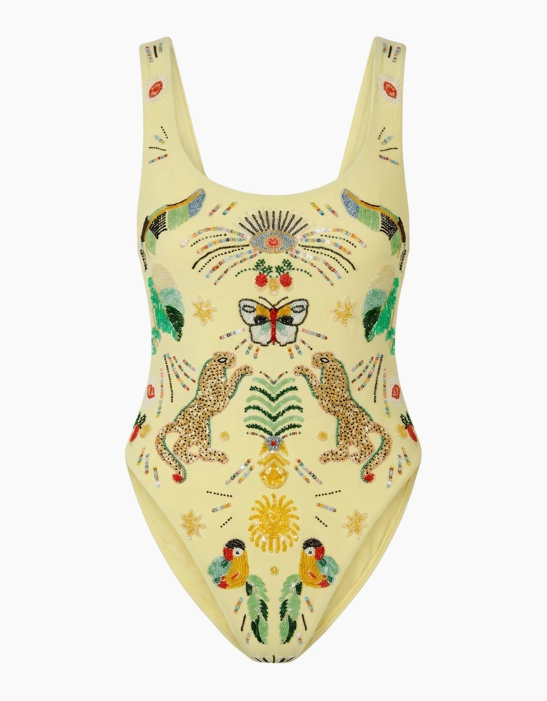 Willow Hand Embroidered Yellow Swimsuit