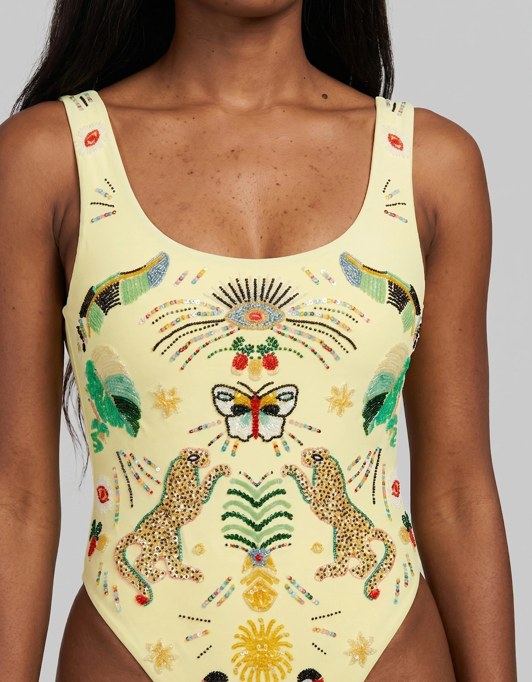 Willow Hand Embroidered Yellow Swimsuit