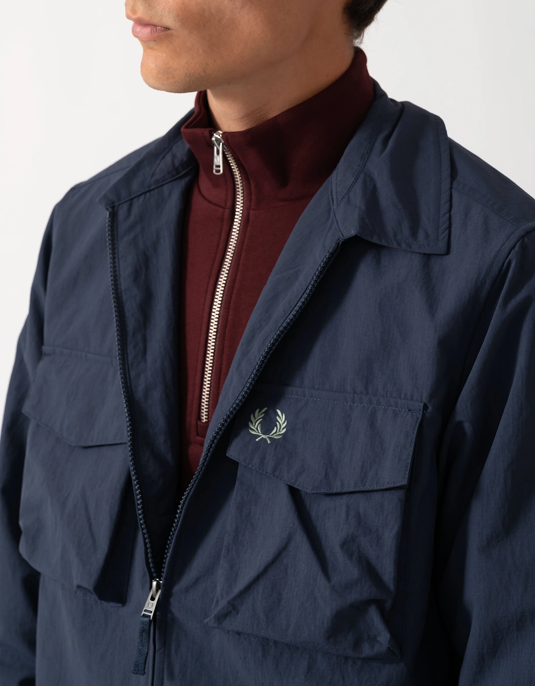 Fred Perry Mens Ripstop Pocket Overshirt - Dark Airforce 738