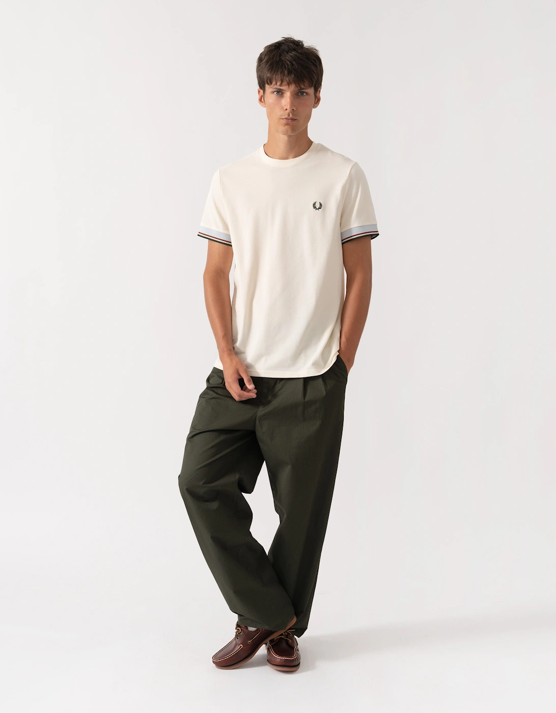 Fred Perry Mens Twin Tipped Cuff T-Shirt - Ecru S64