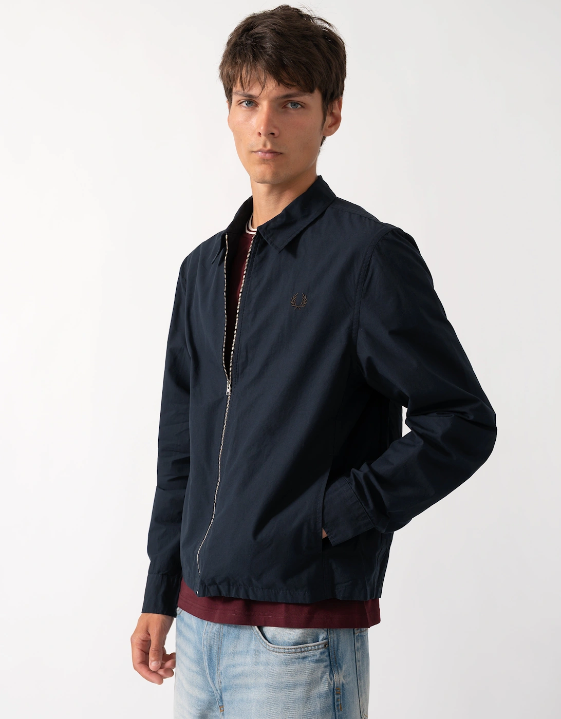 Fred Perry Mens Poplin Zip Overshirt - Navy 608