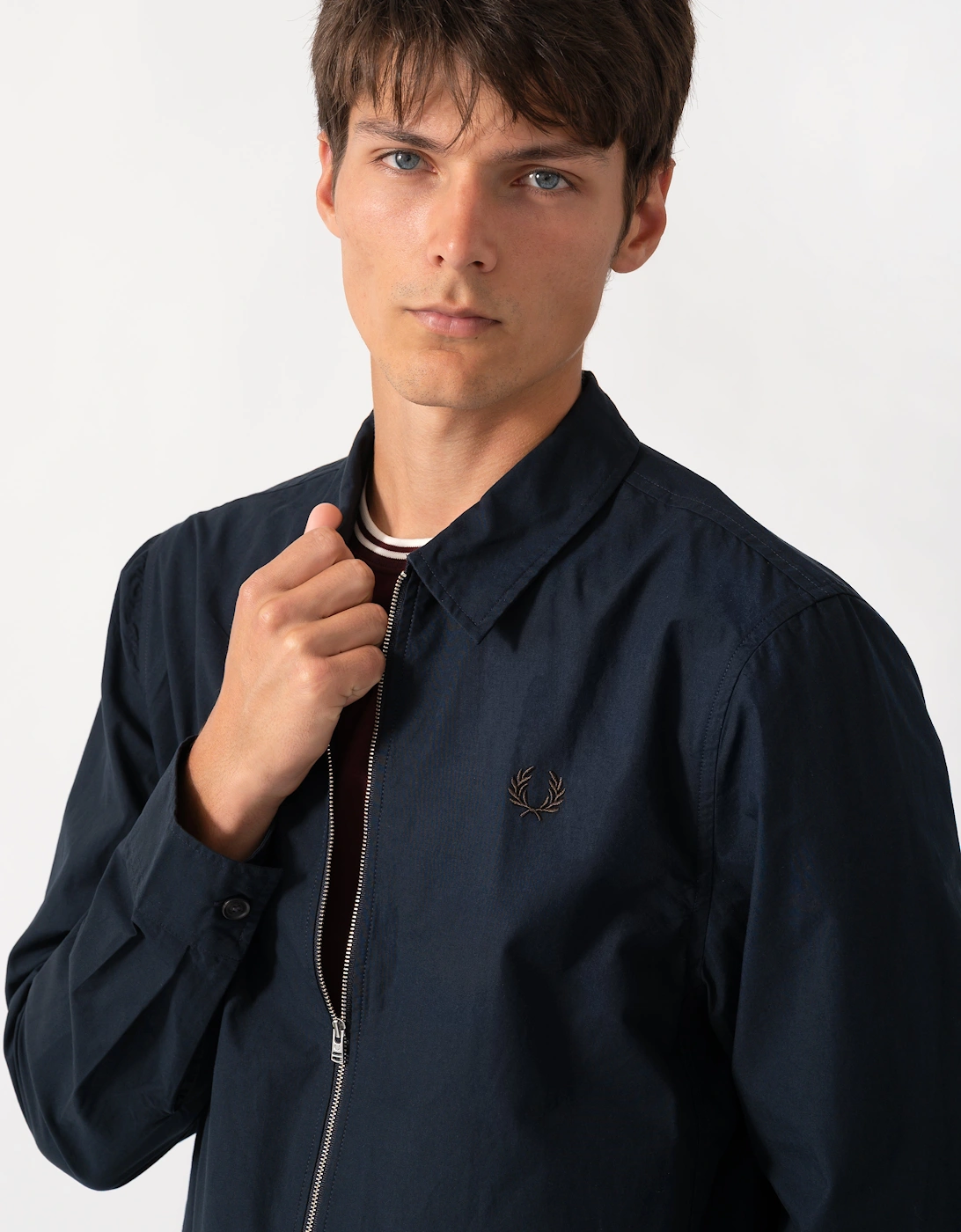 Fred Perry Mens Poplin Zip Overshirt - Navy 608