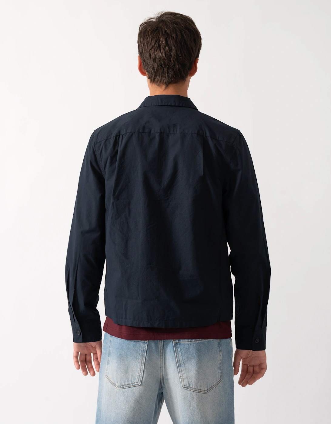 Fred Perry Mens Poplin Zip Overshirt - Navy 608