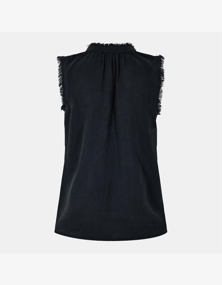 Sleeveless Frayed Top