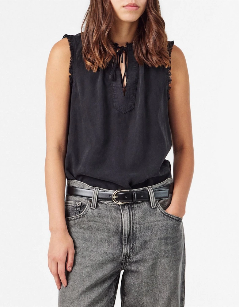 Sleeveless Frayed Top
