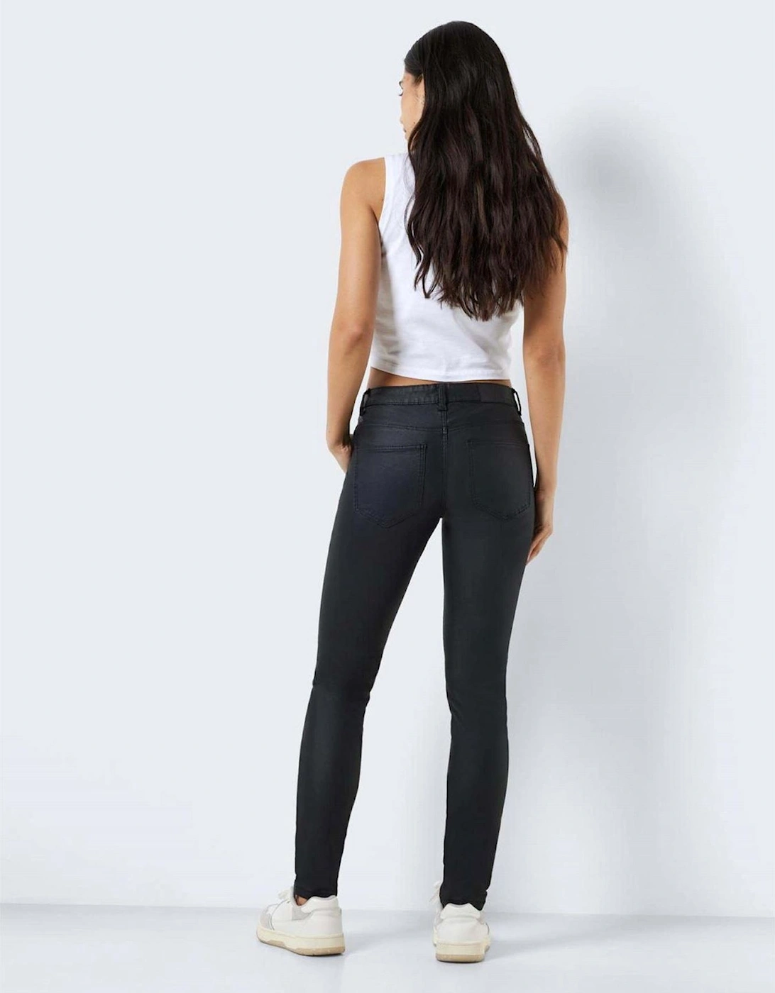 Coated Solid Patterned Five Pocket Pants