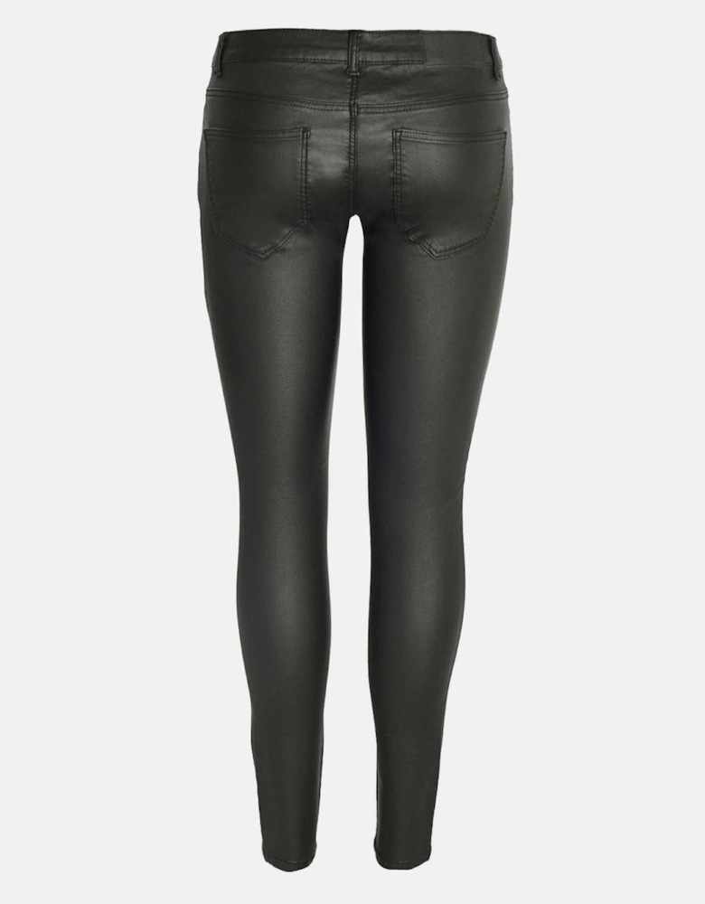 Coated Solid Patterned Five Pocket Pants