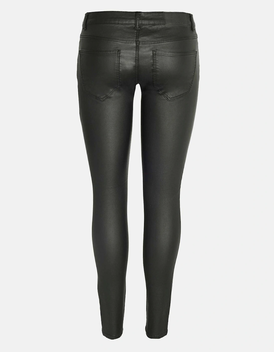 Coated Solid Patterned Five Pocket Pants