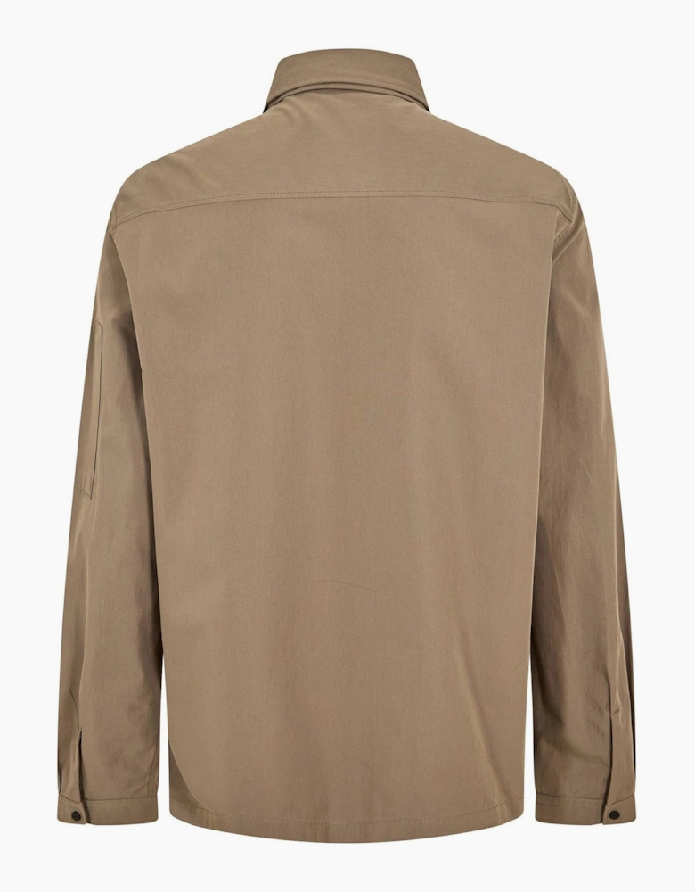 Solid Patterned Shirt Collared Overshirt with Zipped Pocket