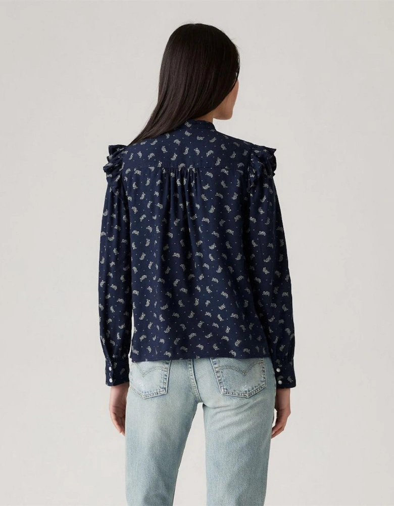 Gianna Mock Neck Ruffle Sleeve Peasant Blouse
