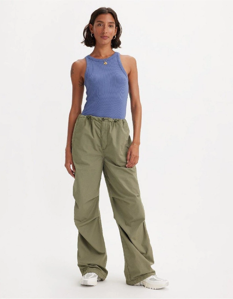 Solid Patterned Wide Parachute Pants
