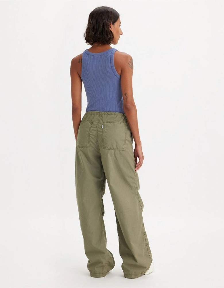 Solid Patterned Wide Parachute Pants
