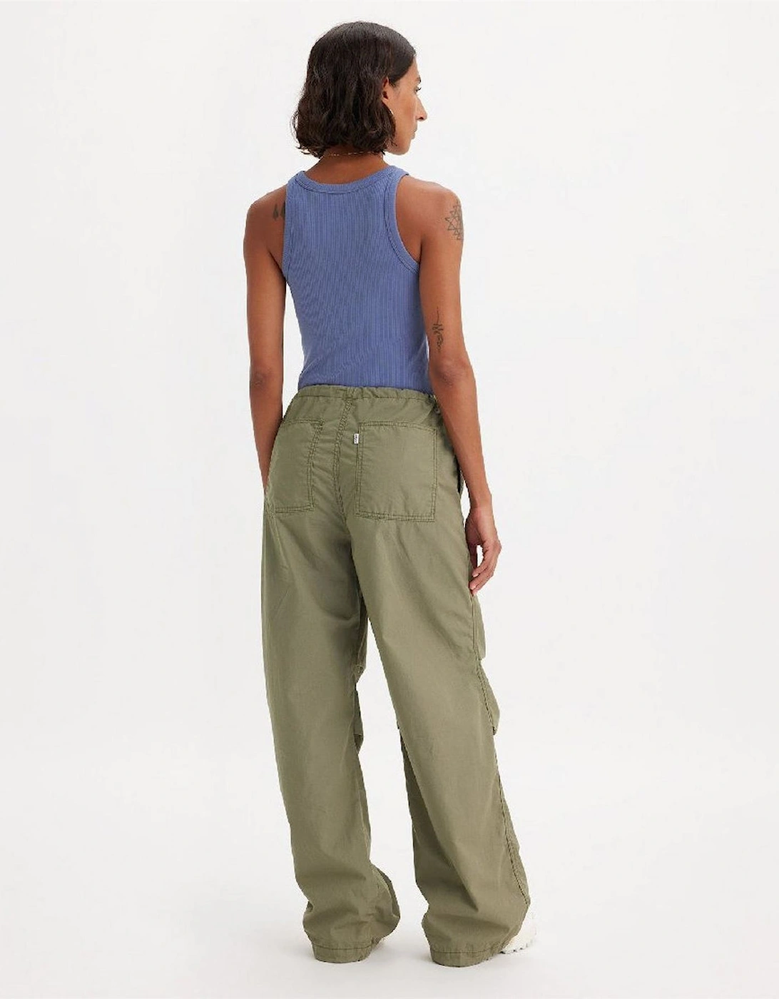 Solid Patterned Wide Parachute Pants