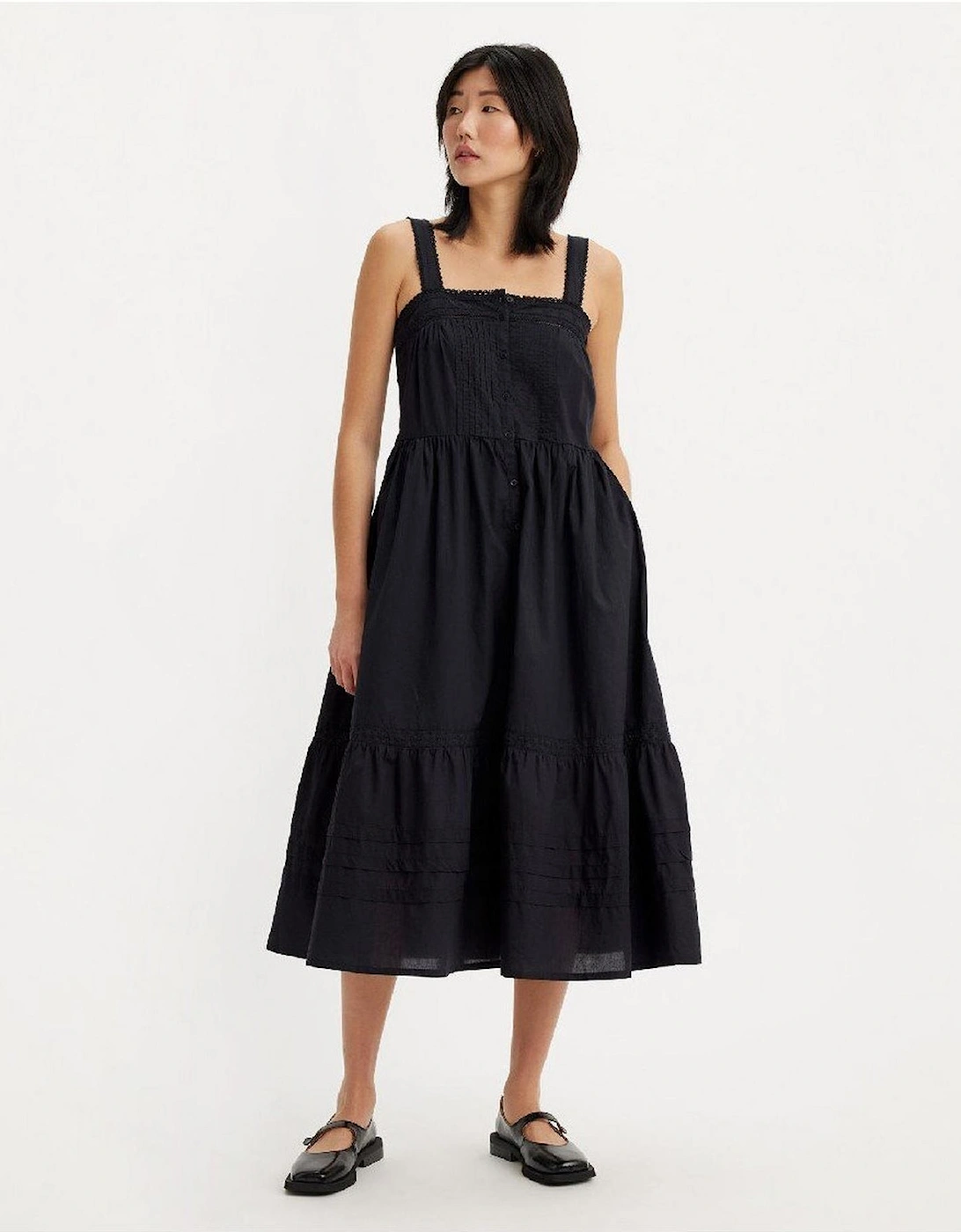 Cici Square Neck Sleeveless Midi Dress