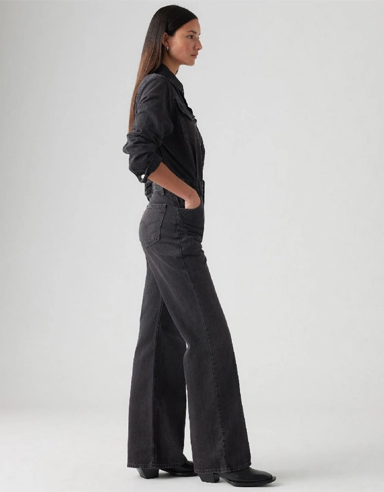 Collared Neck Long Sleeve Solid Patterned Jumpsuit