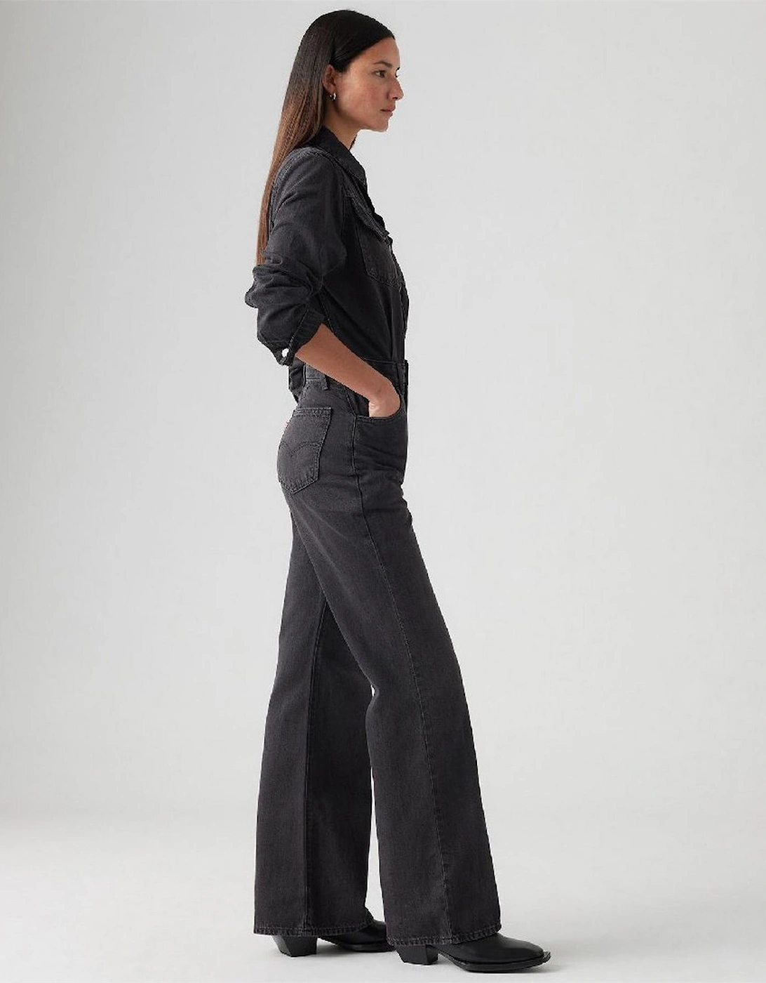 Collared Neck Long Sleeve Solid Patterned Jumpsuit, 5 of 4