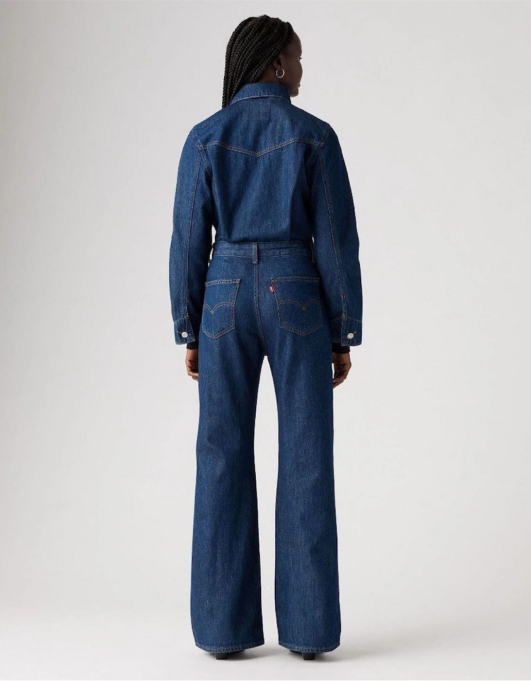 Collared Neck Long Sleeve Solid Patterned Jumpsuit