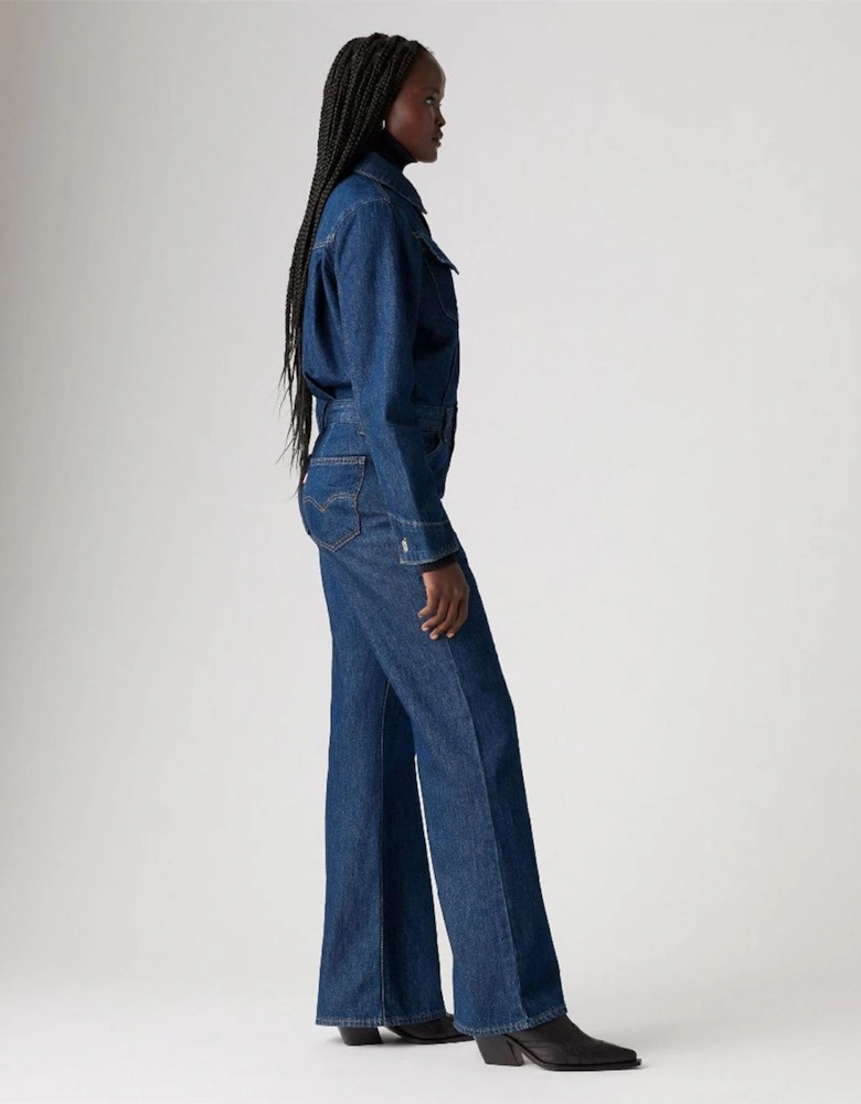 Collared Neck Long Sleeve Solid Patterned Jumpsuit