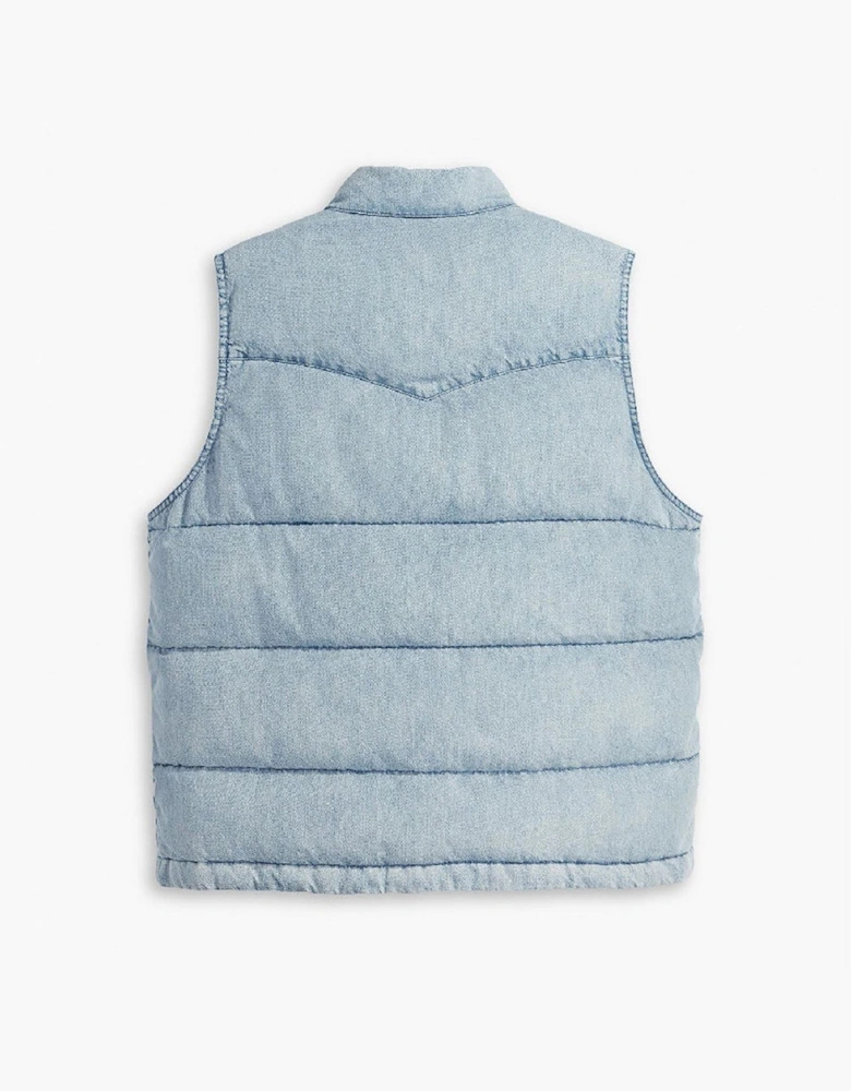 Western Snap Button Puffer Gilet with Pockets