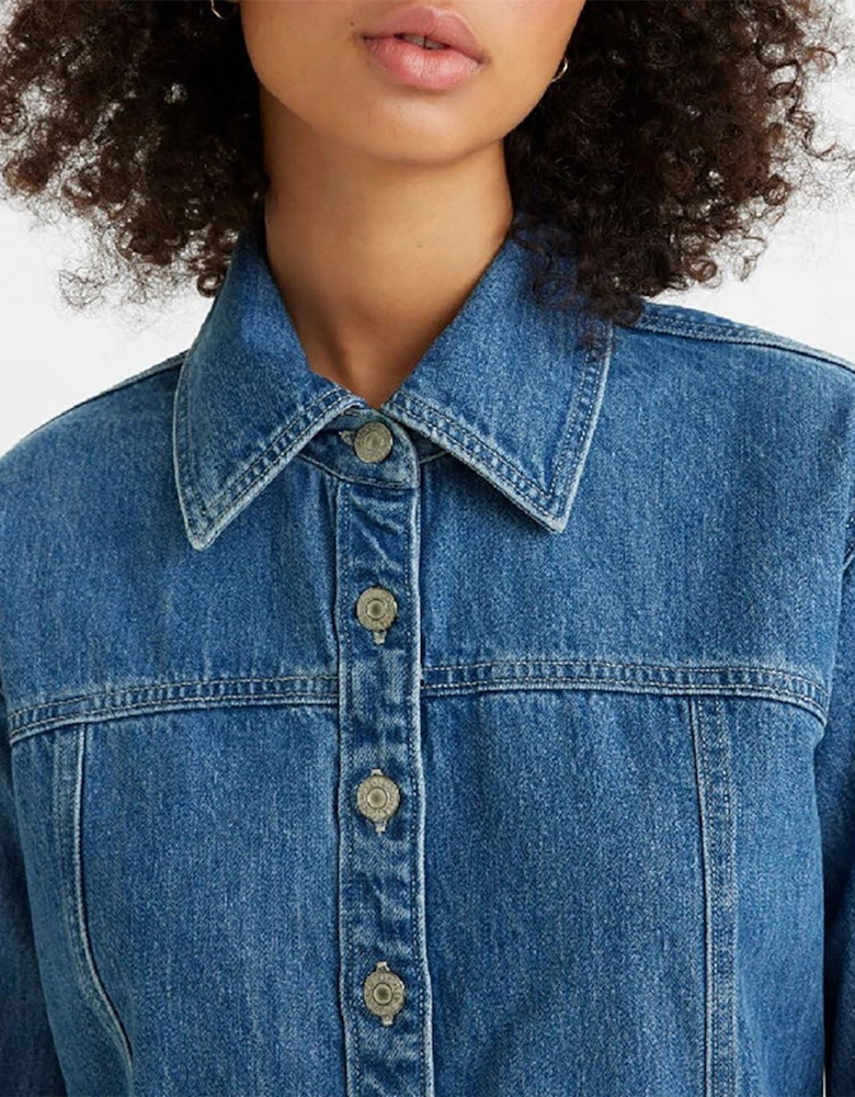 Shay Denim Mini Long Sleeve Shirt Dress