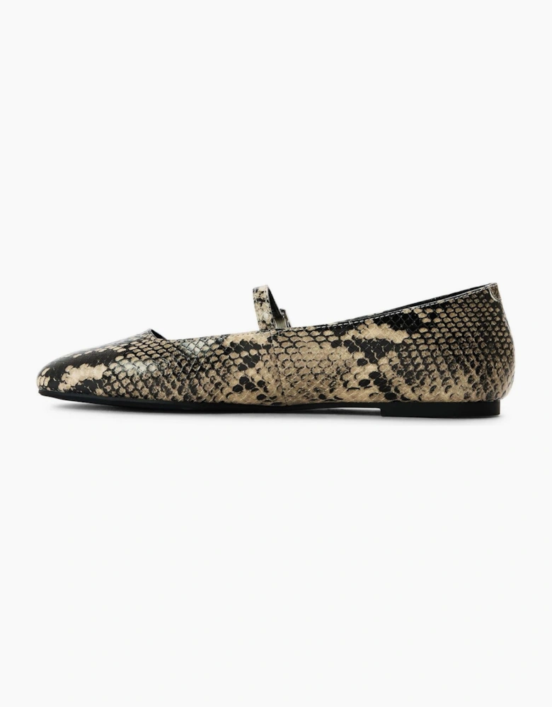 Ezri Snake Patterned Mary Janes Flats
