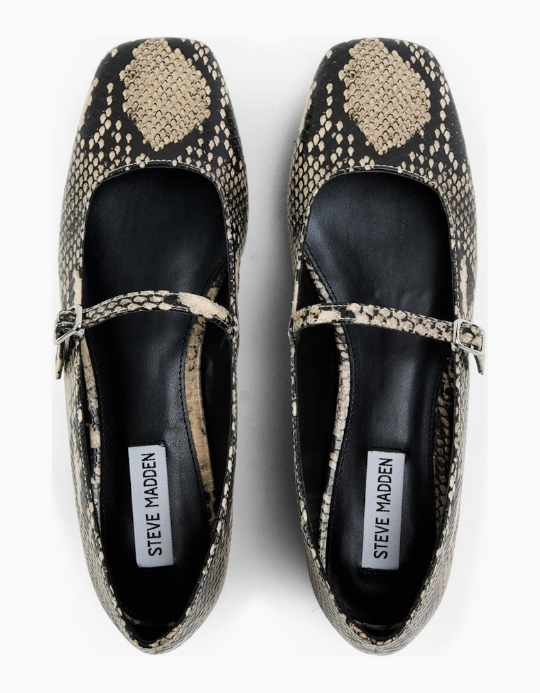 Ezri Snake Patterned Mary Janes Flats