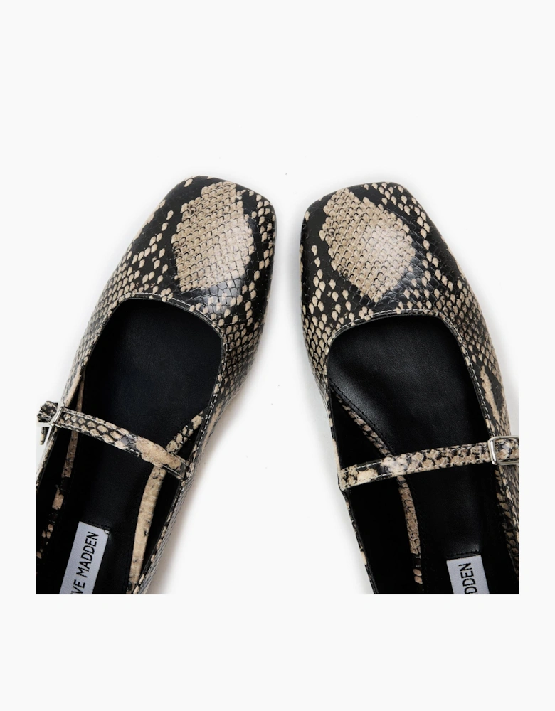 Ezri Snake Patterned Mary Janes Flats