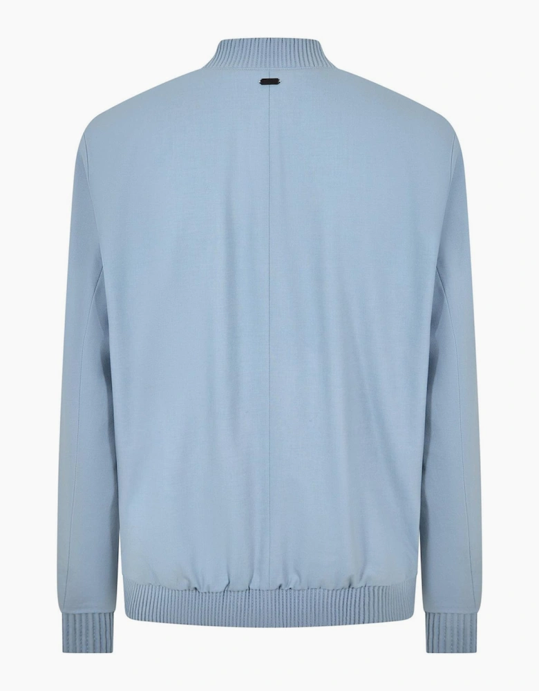 Ukashi Ribbed Cuff Bomber Collar Solid Patterned Blazer