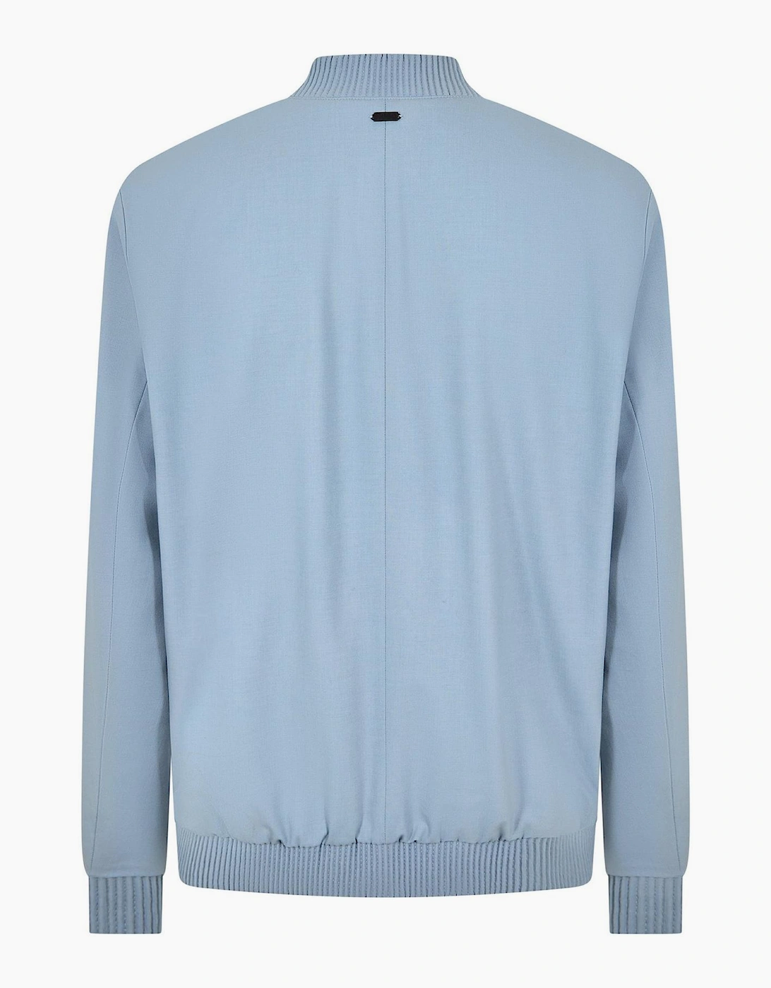 Ukashi Ribbed Cuff Bomber Collar Solid Patterned Blazer