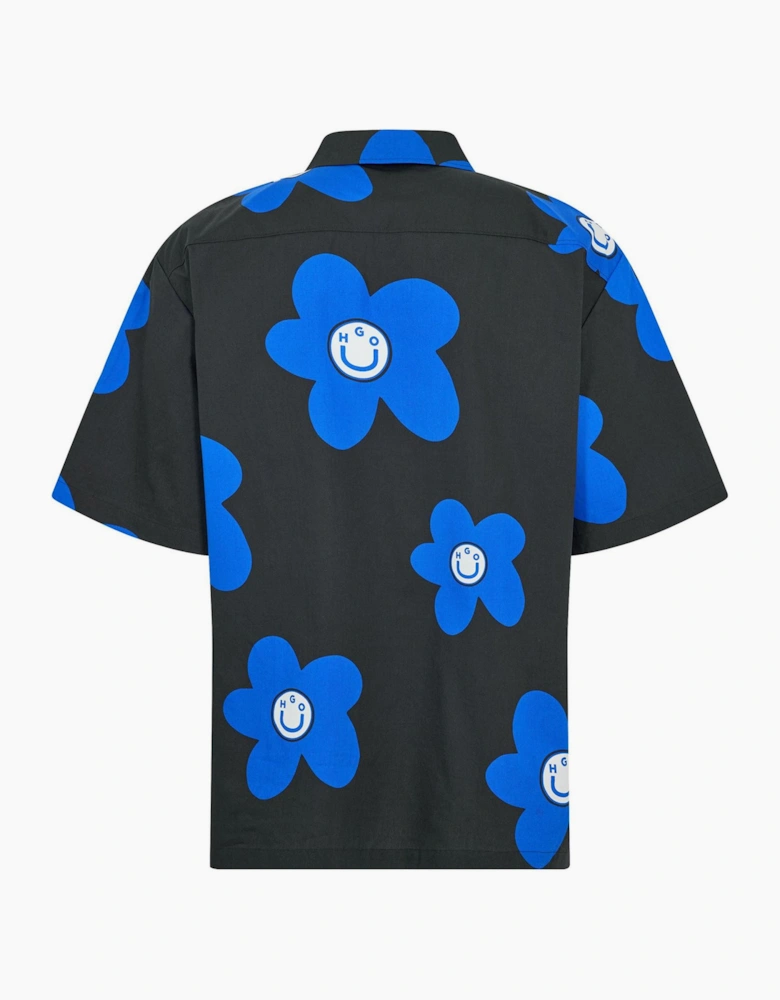 Patterned Collared Short Sleeve Shirt