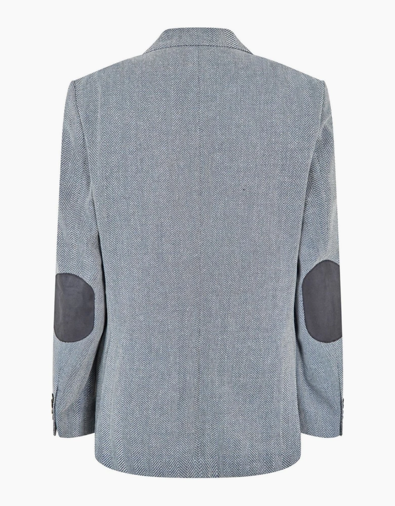 Hutson Herringbone Patterned Tweed Coat with Flap Pocket