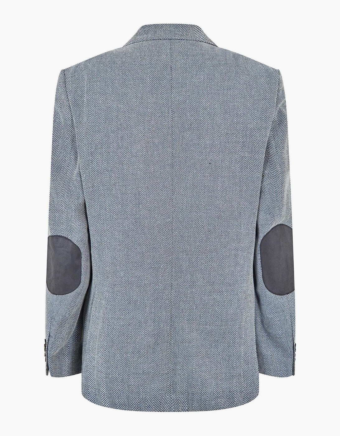 Hutson Herringbone Patterned Tweed Coat with Flap Pocket