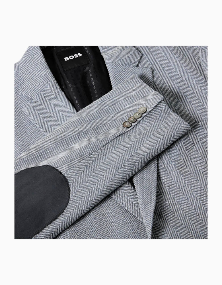Hutson Herringbone Patterned Tweed Coat with Flap Pocket