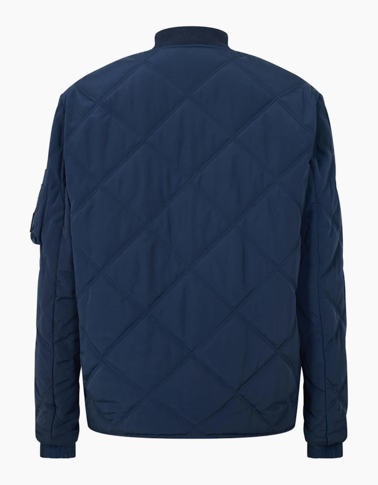 Mock Neck Ribbed Cuff Bomber Jacket with Flap and Zipped Pocket