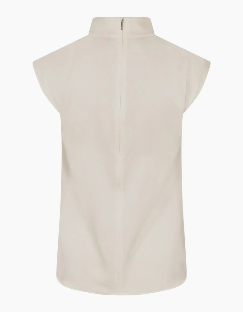 Mock Neck High Collar Sleeveless Shell Blouse