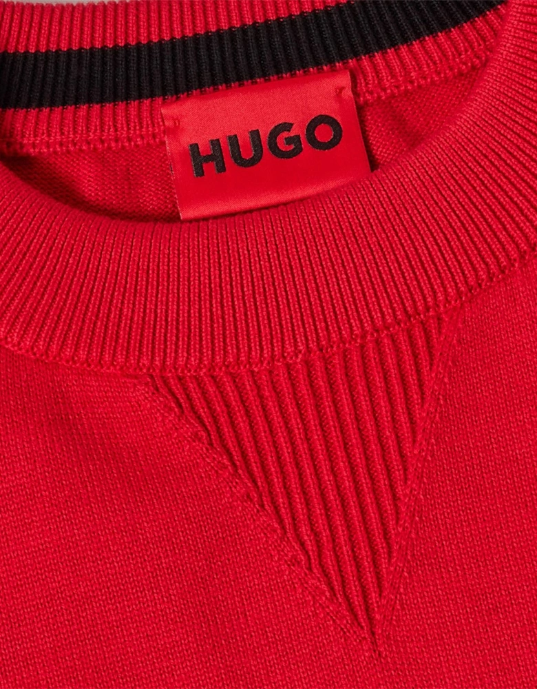 Crew Neck Ribbed Collar Long Sleeve Sweatshirt