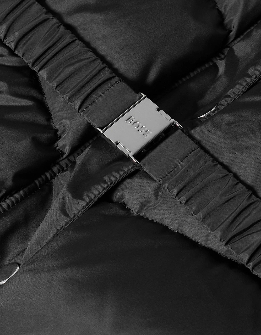 Solid Patterned Snap Button Zipped Pocket Puffer Coat
